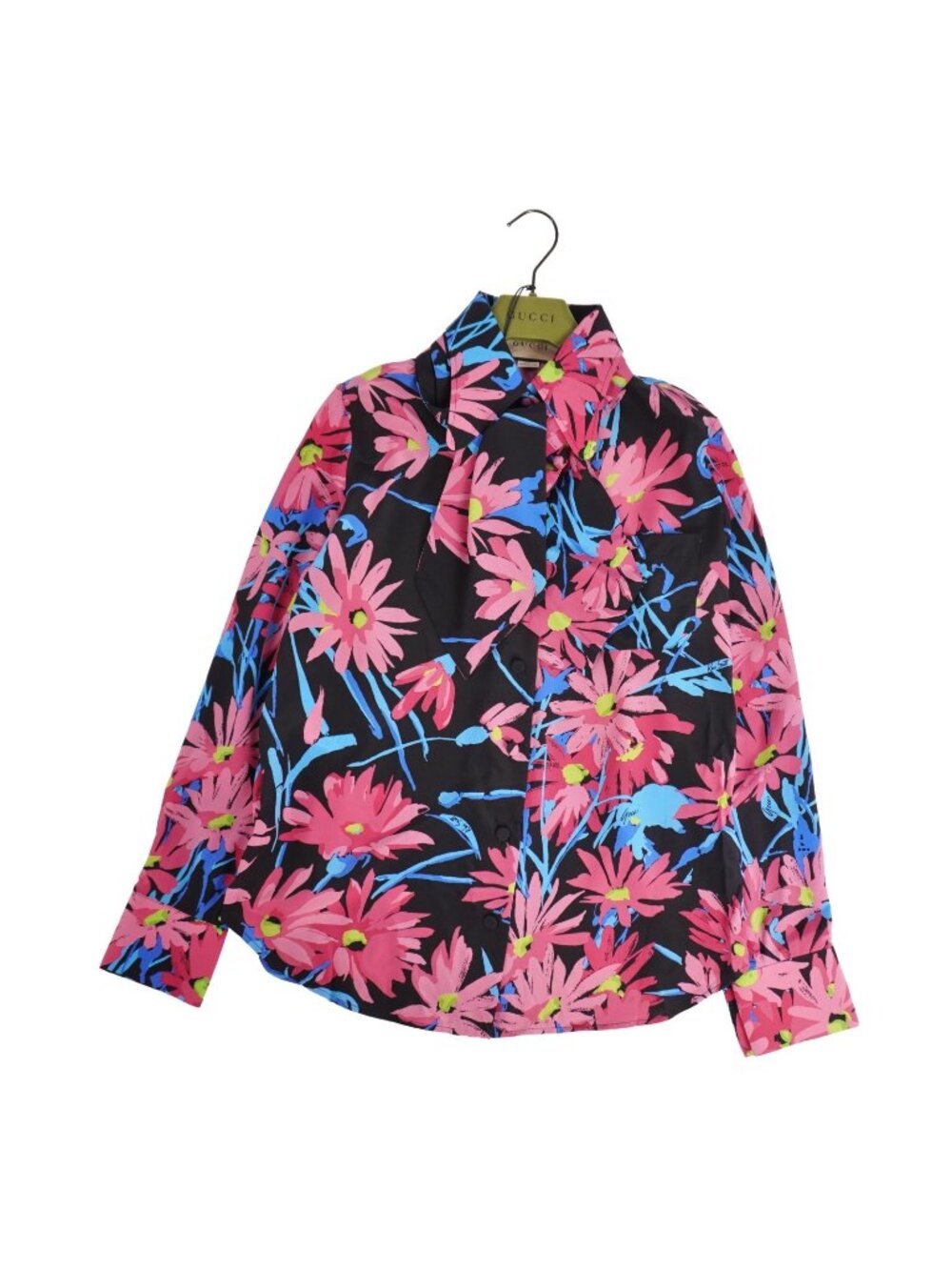 Gucci Shirt Blouse Long Sleeve All Over Print Top Silk Multicolor 40